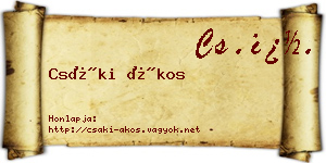 Csáki Ákos névjegykártya