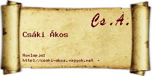 Csáki Ákos névjegykártya